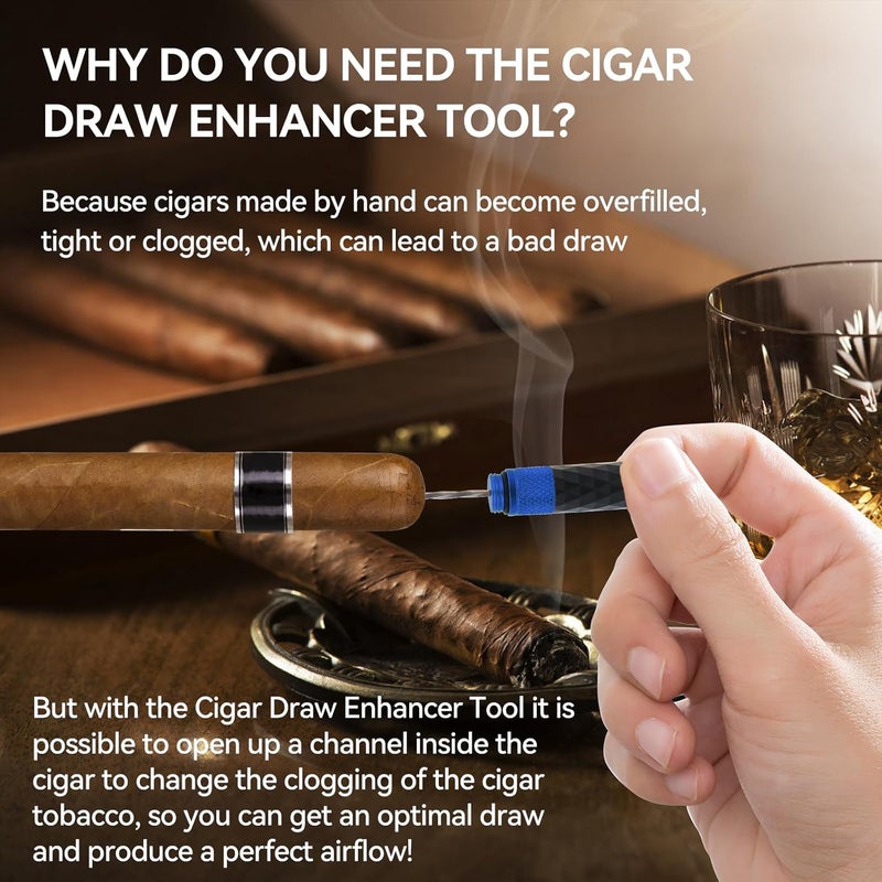 CaLeQi Cigar Punch Cigar Draw Enhancer and Cigar Nubber 4 in 1 The Cigar Punch for All Cigars is a Practical and Essential Cigar Accessories for Cigar Lovers Great Gift for a Man （Black Blue） - Image 5